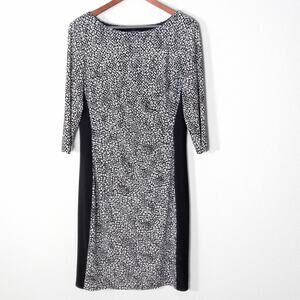 Lauren Ralph Lauren Sheath Dress Black White Size 14 Office Siren Polished